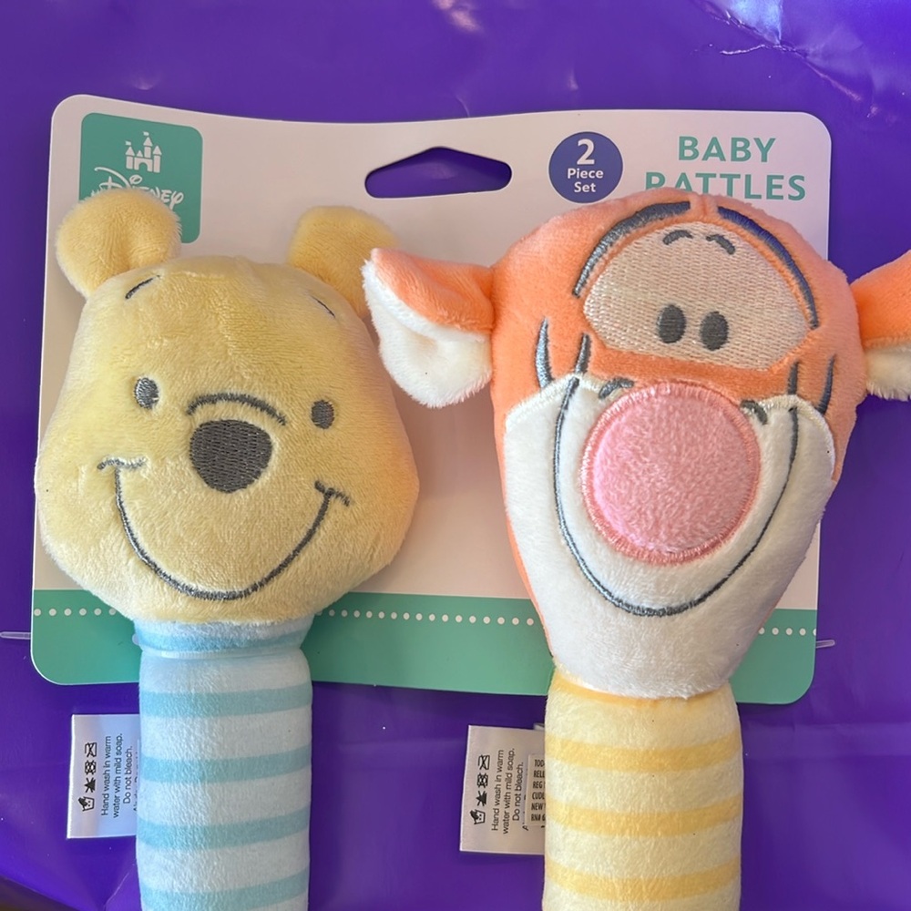 Winnie the Pooh and Tigger 2 Pack Disney Baby Soft Rattle